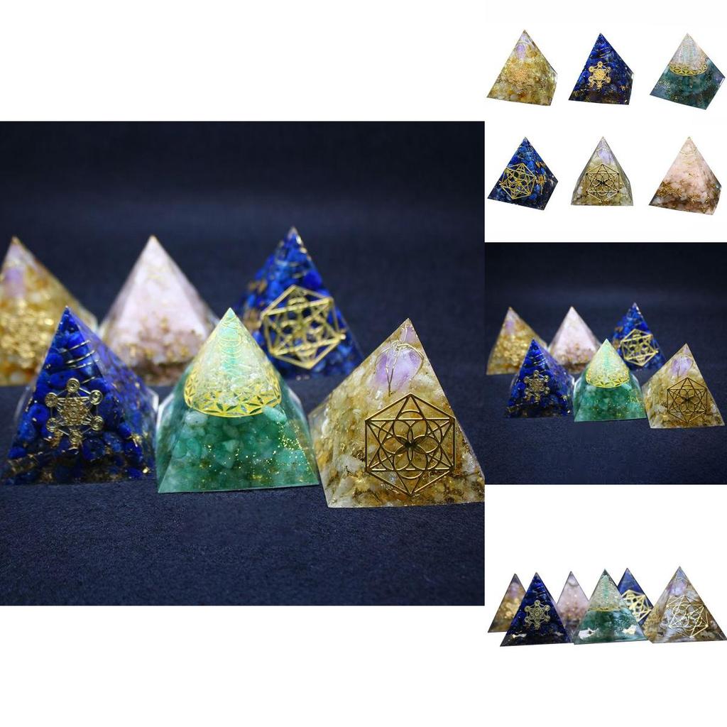 Stunning Orgonite Pyramid Featuring Vibrant Natural Crystal Macadam For Reiki Healing