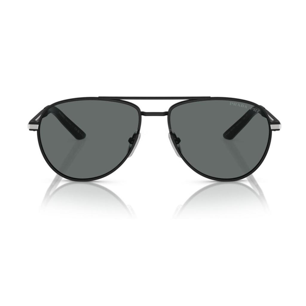 Prada Solid Lens Metal Irregular Shape Sunglasses Men sunglasses Black PRA54S1BO5Z1
