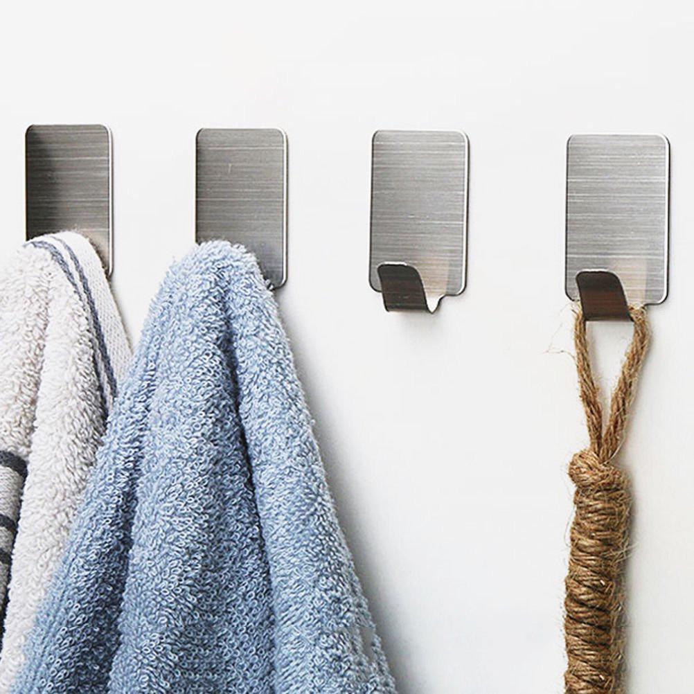 MIT 6 шт. Самоклеящийся крючок из нержавеющей стали для ванной комнаты, вешалка для полотенец на стену