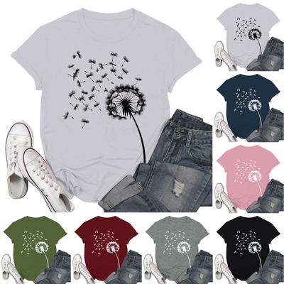 Женские модные повседневные пуловеры с короткими рукавами и круглым вырезом с принтом