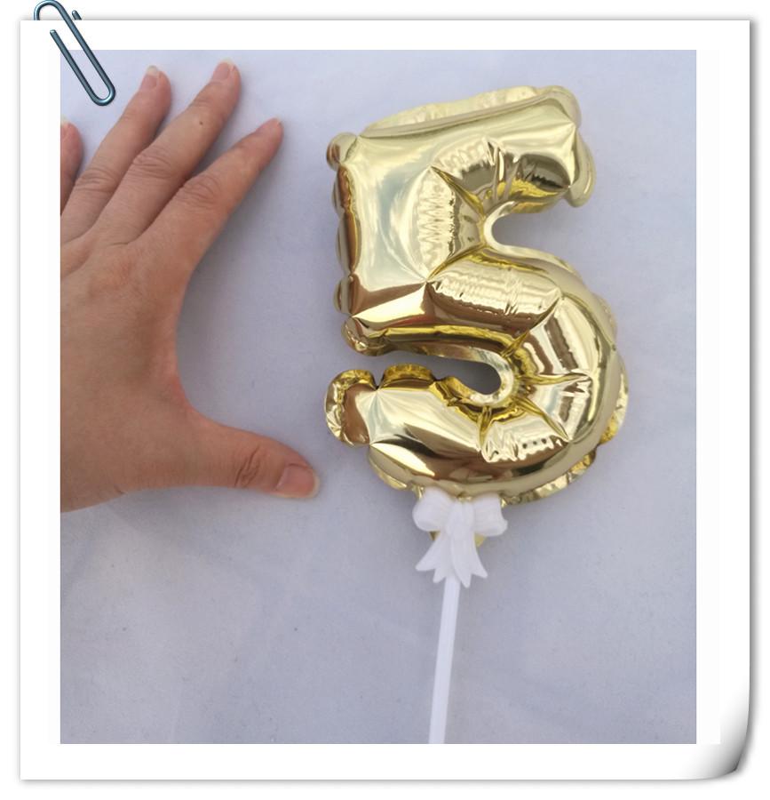 14 см Самонадувающийся алюминиевый шар с цифрой, Украшение для торта, Вставка 0-9 для вечеринки по случаю дня рождения.