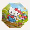 Hello Kitty,Flower Garden Automatic Folding Umbrella-Simple 8-Rib Design, Bright Cartoon Pattern, Durable Iron Frame, Suitable For Travel, O