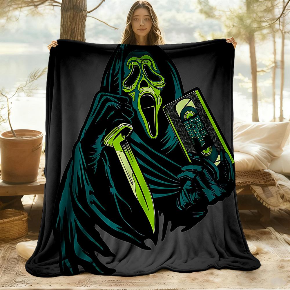 1 шт. Плед Scream для улицы, легкий, фланелевый, мягкий и теплый, для использования в любое время года, для дивана, улицы, кемпинга, гостиной, офиса, стула