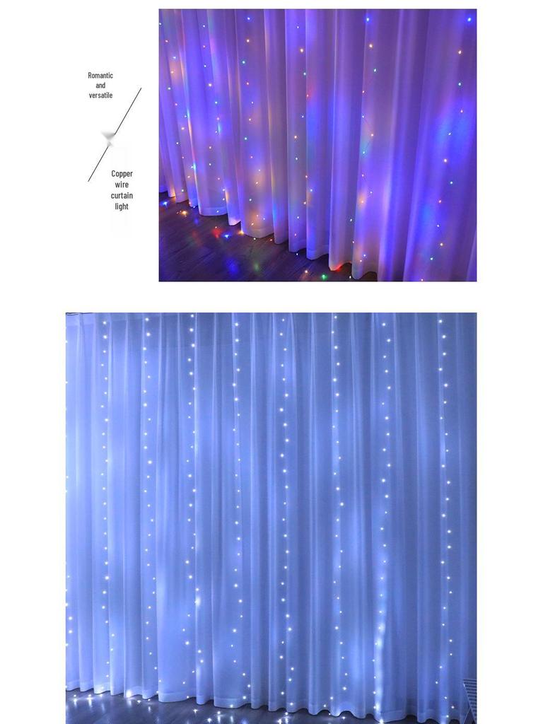 LED Star String Lights with USB Remote, 8 Modes, Copper Wire, Curtain Design, Hooks – Perfect for Christmas Decoration