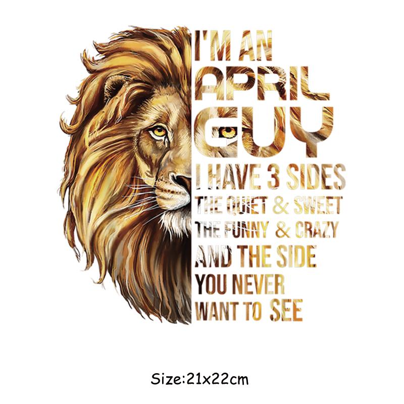 Color Lions Iron On Patch Man Woman Hoodies Heat Press Appliqued Clothes Stickers Diy Parches Ropa T-Shirt Diy Craft Supplies