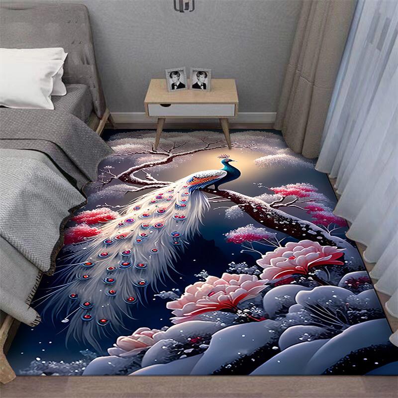 3d Bedside Thickened Peacock Bedroom Carpet Universal Four Seasons Bed Front Bay Window Mat Kitchen Living Room Highend Carpet