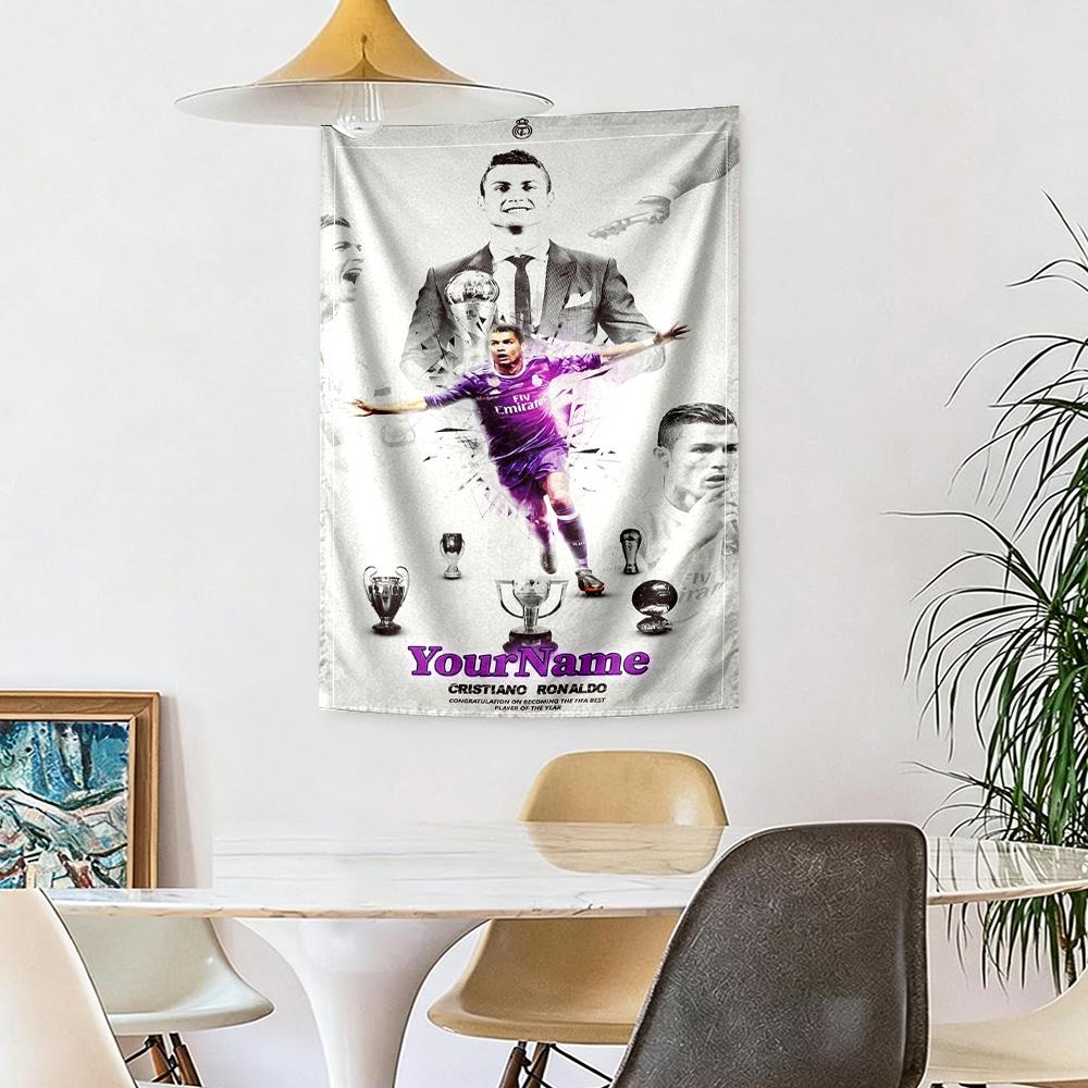 Cristiano Ronaldo Custom Your Name Wall Decor Tapestry Art For Pet Memorial Birthdaywedding Party Backdrop Family Gift