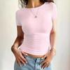 Women's Fashion Short Slim Fit Round Neck Short Sleeve T-shirt