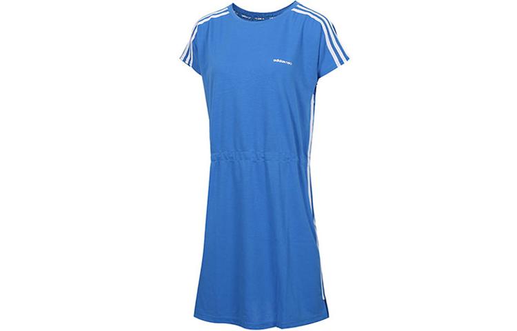 adidas Платье Neo с коротким рукавом женское синее DW7787