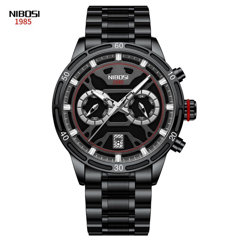 Fashion New 2537 Fashion Business Men'S Watch, Butterfly Double Snap Buckle Steel Belt Waterproof Luminous Quartz Watch