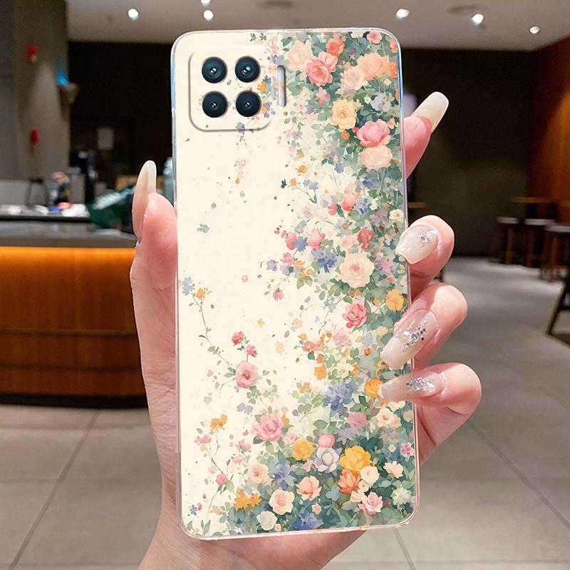 Phone Case For OPPO Reno4 Lite 4 F Flower Butterfly Casing For Oppo Reno 4 Lite 4F Capa Transparent Soft Silicone TPU Back Cover