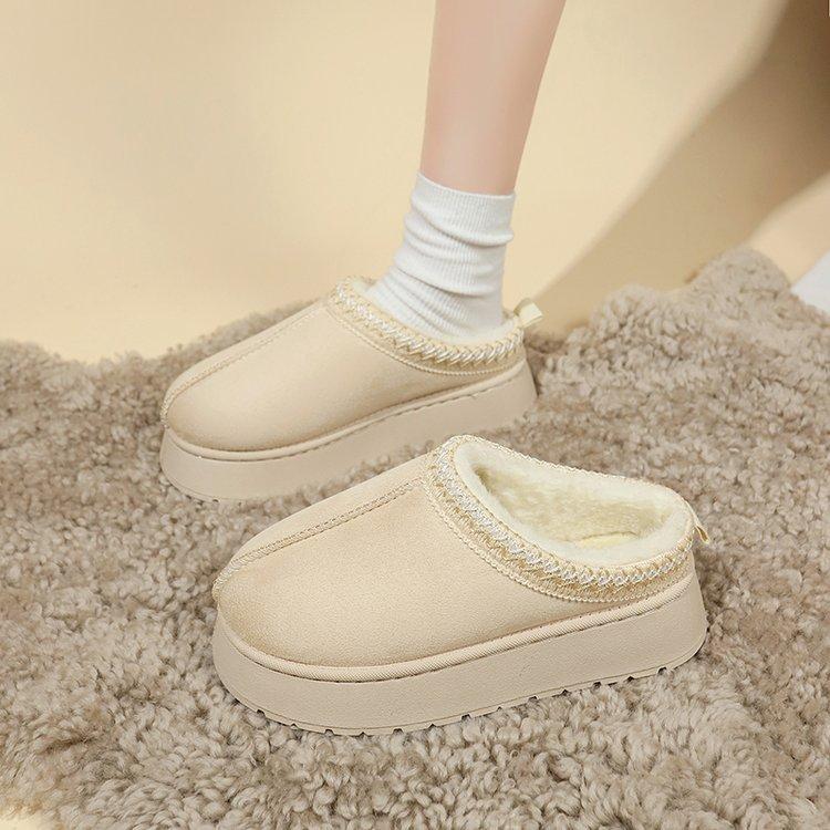 Новые осенне-зимние сноубутсы на толстой подошве, модные теплые хлопковые ботинки с напуском и утолщением, накидка на ногу, однотонные простые ботильоны с низким голенищем