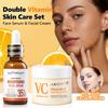 Vitamin C Whitening Face Skin Care Set Dark Spots Remover 50ML Face Cream & 30G Facial Serum Kit Anti Wrinkle Whitening Cosmetic