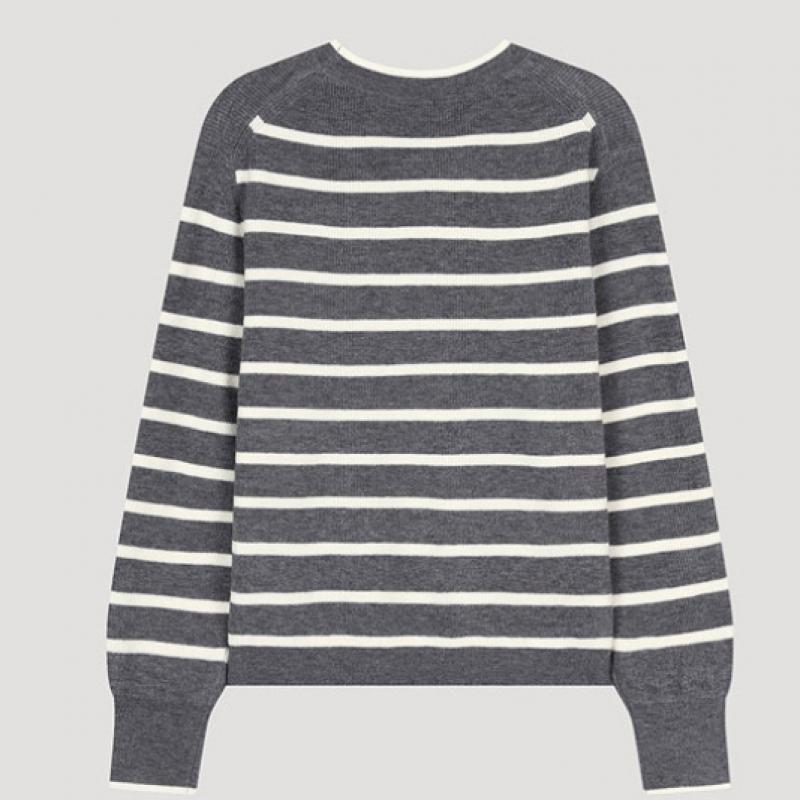  Shs Miss  Wool Stripe Round Neck Knit Sskpoo42050