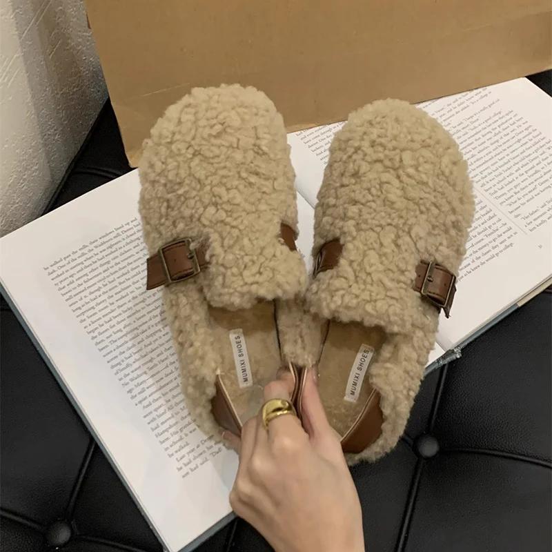Новые модные женские лоферы из овечьей шерсти, обувь на плоской подошве, модная женская элегантная осенняя обувь без шнуровки на плоской подошве на плоской подошве