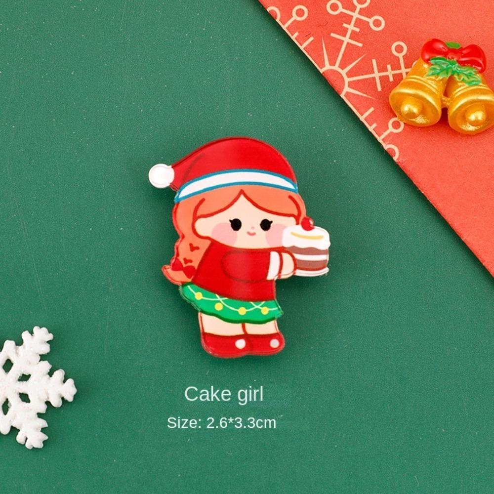 Printing Cartoon Christmas Brooch Acrylic Christmas Ornaments Fashion Gifts Brooch