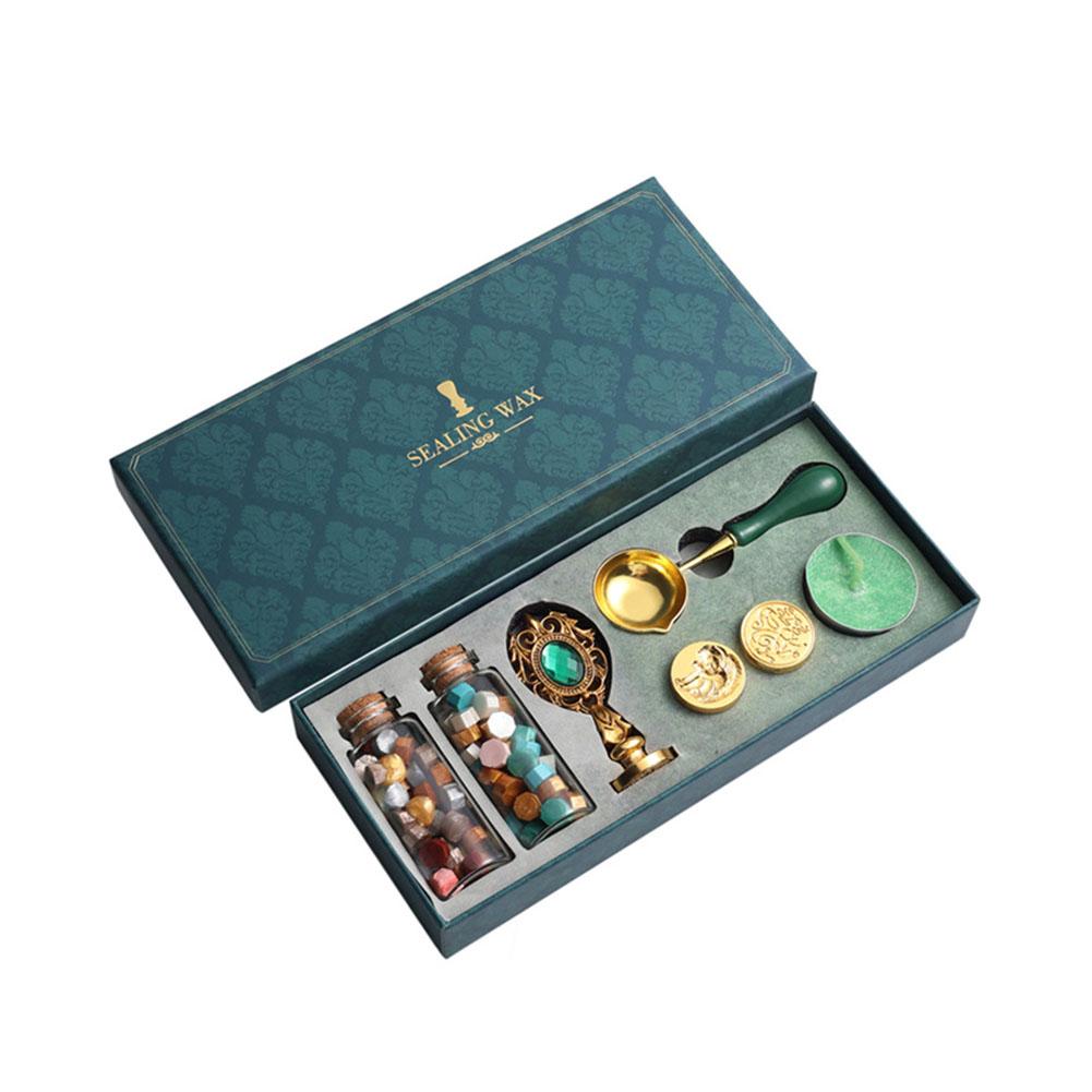 Набор печатей из сургуча Печать/Головки для печати/Восковые бусины Набор для сургучной печати Съемная ручка/Ложка/Круглый воск для подарочной упаковки