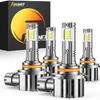 Forenner 9006 9005 Light Bulbs Combo, Ultra Brightness 6500K Cool White, 9005/HB3+9006/HB4 Fog Light Bulbs, 1:1 Size Front Fog Lamps, Play-N-Plug,