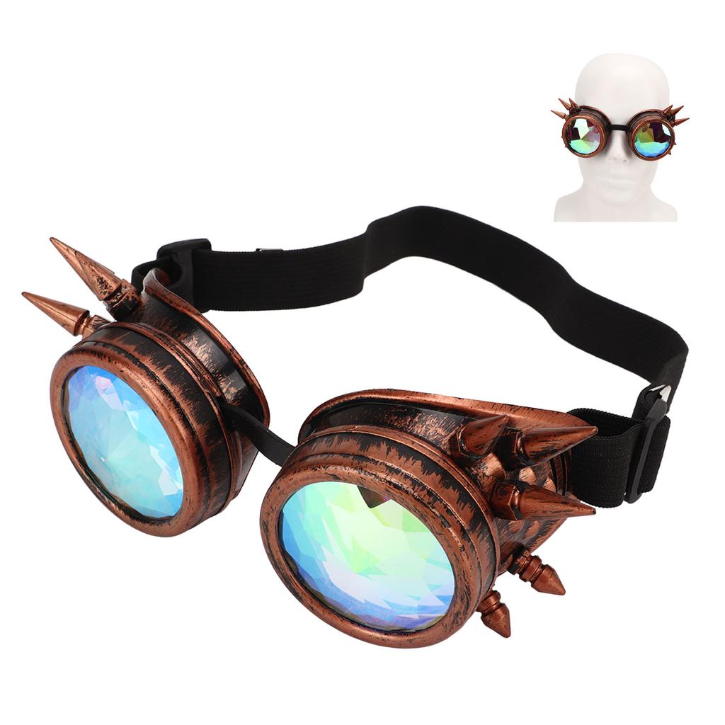 Хэллоуин Калейдоскоп Рейв Очки Радужные Кристальные Линзы Регулируемые Триповые Психоделические Стимпанк Очки
