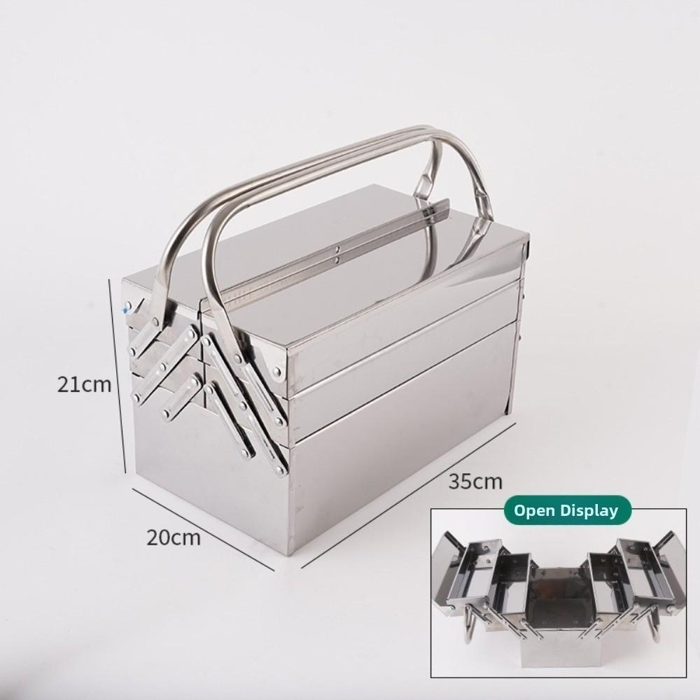 3 Layer 5 Tray Metal Tool Storage Box Stainless Steel Folding Tool Organizer  Auto Maintenance