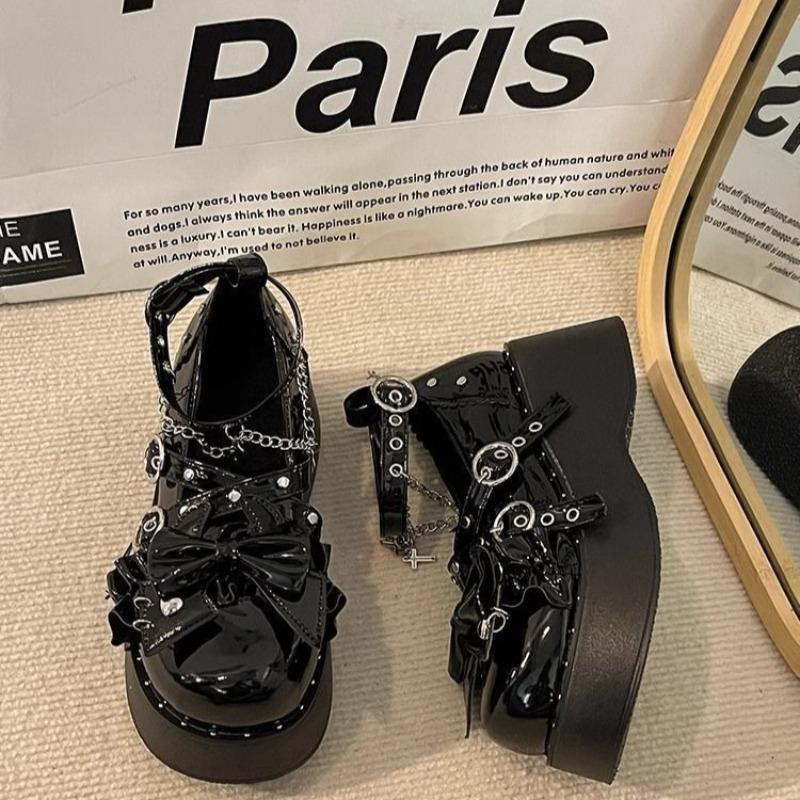 Женская обувь Лолита Модная обувь Мэри Джейн Обувь в японском стиле Обувь для юбки JK Милая Сладкая обувь с бантом Одинарная обувь для женщин Маленькая кожаная обувь