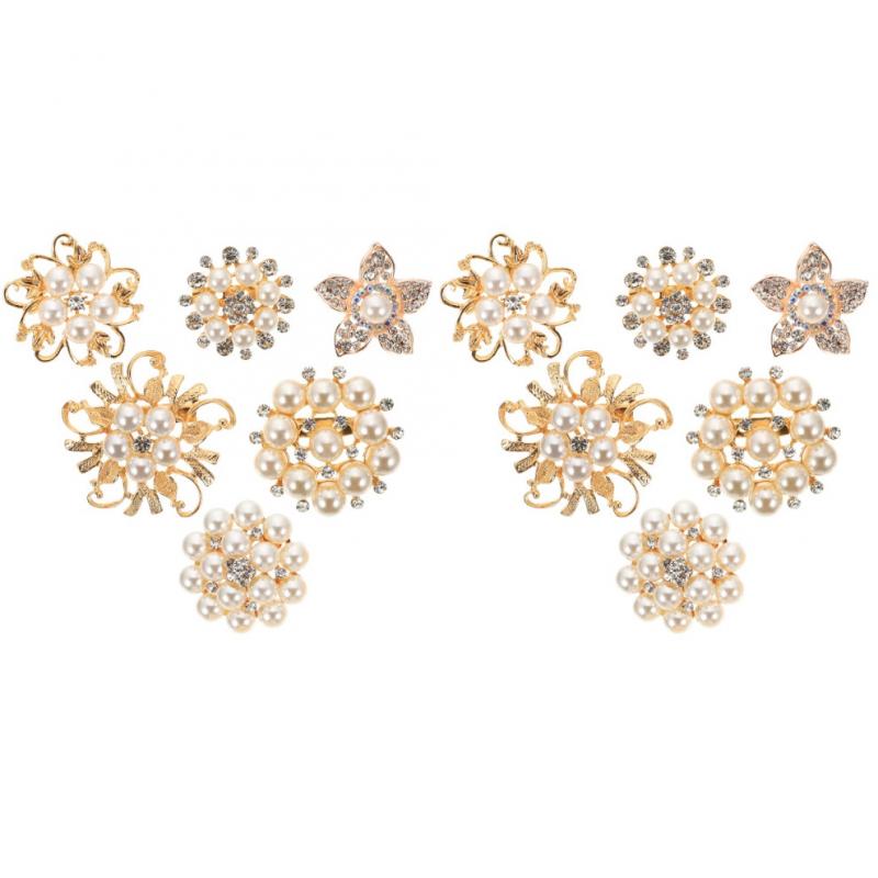 12 simulated brooches for bridal outfits and clothing accessories