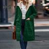 Women Winter Splicing Long Coat Hooded Long Sleeve Fleece Lining Outwear Zipper Placket Pockets Double Sided Wear Long Down Jacket