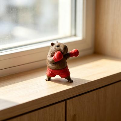 Милая фигурка капибары, напечатанная на 3D-принтере, забавная скульптура боксирующей капибары, коллекционный ornament животного для декора дома, офиса, рабочего стола