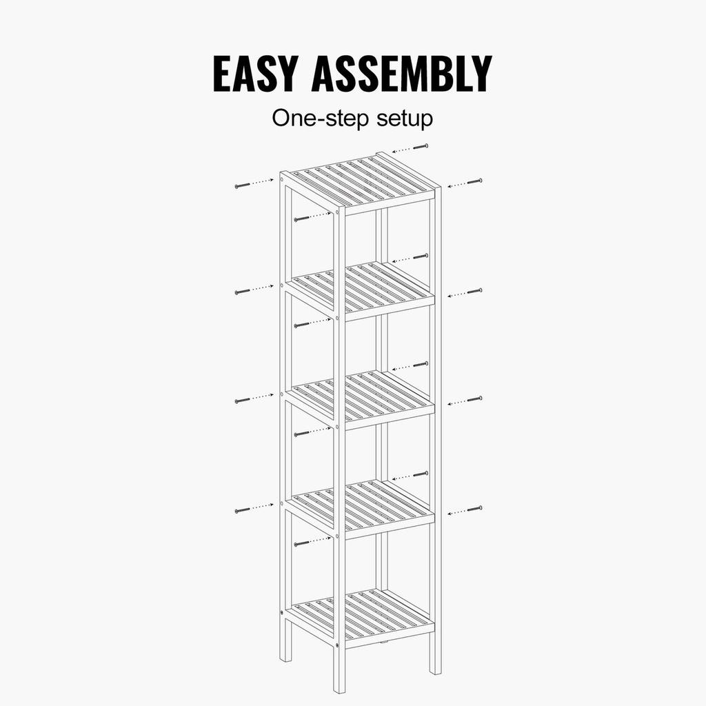 Corner Standing Bookshelf 5-Tier Bamboo Ladder Narrow Shelf Plant Stand
