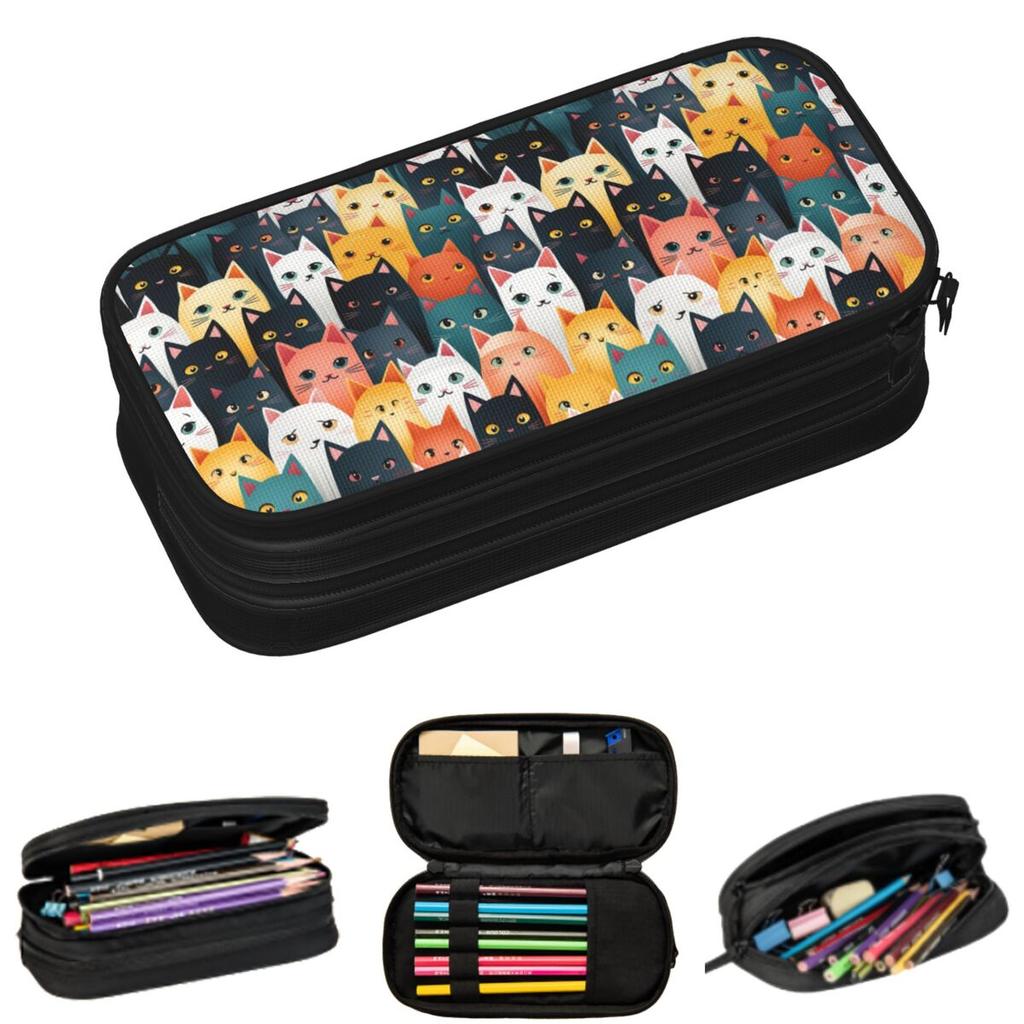 Adorable Cartoon Colour Cat Artistry Pencil Cases for Student Gifts Pen Box Pencil Bag Large Capacity Pencil Pouch