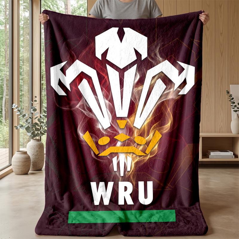 Wales Rugby Flannel Fleece Blanket Cozy Warm Throw Blanket For Couch Bed Travel All Season Use