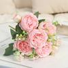 Сделай сам Имитация Пиона Цветок 5 Голов Реалистичный Цветочный Букет Свадебное Украшение