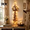 Warm Light String Hanging Decor Farmhouse Horse Wall Decor, Boho Head Ornament with Wood Beads Bohemian Style Room Decoration Tassels, Rustic Art for