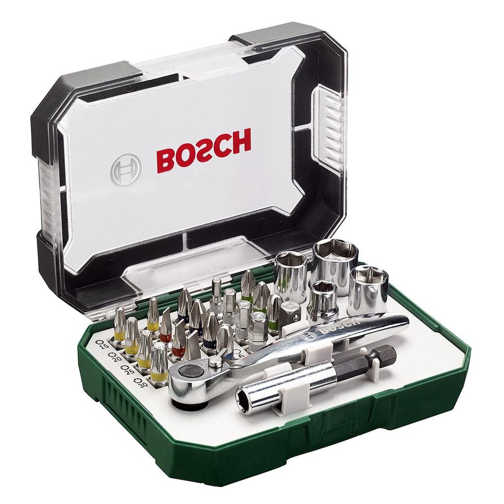 Bosch 2607017322 Трещоточная отвертка с битами 26 шт. (Bosch) Набор,