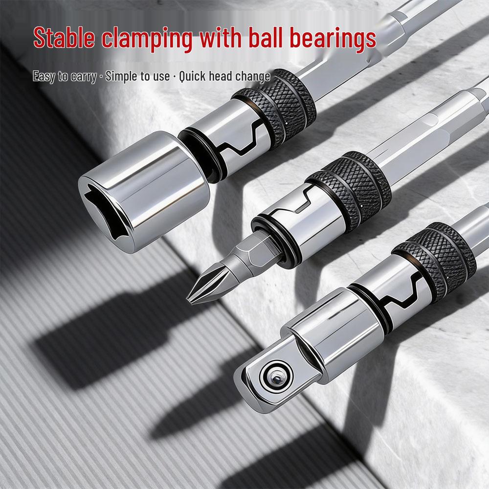 Compact Dual-Function Self-Locking Screwdriver Bit Extension Rod