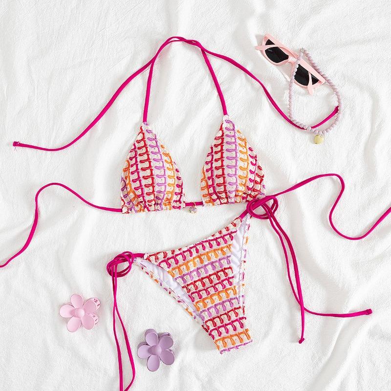 Богемный курортный стиль, бикини на бретельках, раздельный купальник, женский винтажный раздельный купальник с халтер-неком