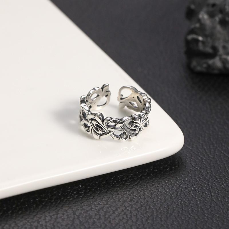 Трендовое кольцо с крестом и цветком для мужчин и женщин, персонализированное ретро в европейском и американском стиле, парное кольцо с открытием