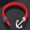 Новый красный кожаный браслет мужской ювелирный модный браслет якорь шарм подарок на день рождения