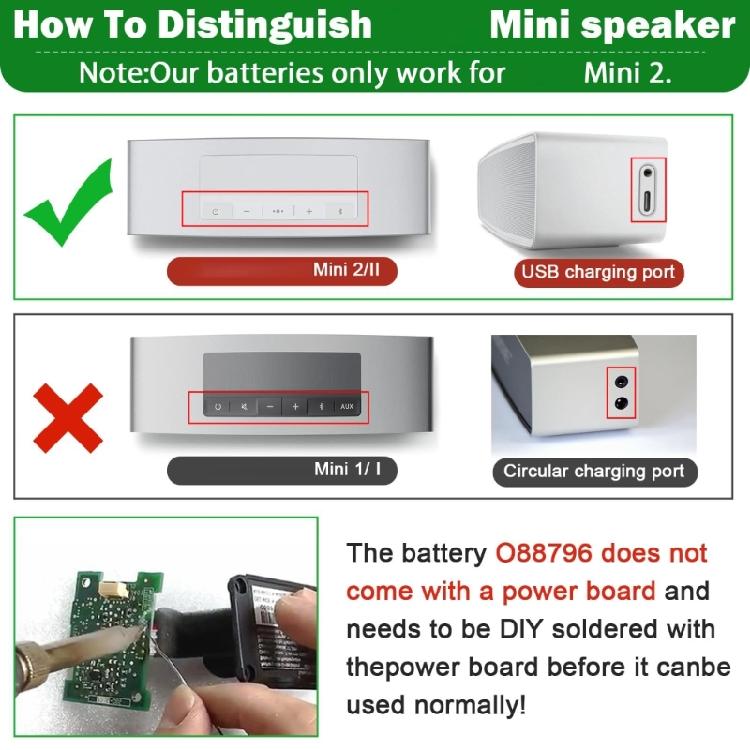2330 мАч Bluetooth-совместимая колонка Беспроводная колонка Замена аккумулятора Для Mini 2 088789 088796 088772