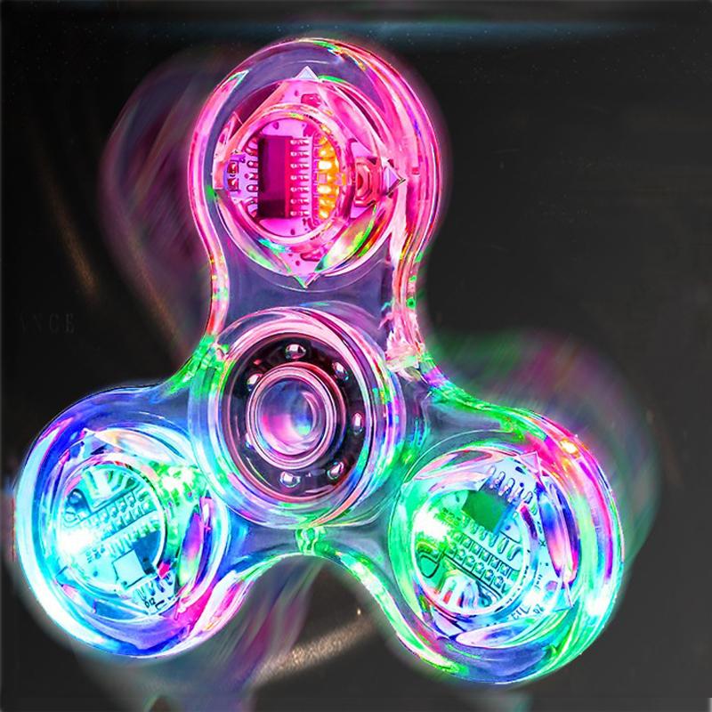 Кристальный Светящийся Fidget Spinner LED Подсвечиваемый Сенсорные Игрушки-Спиннеры для Детей Взрослых СДВГ Снятие Стресса Тревоги Игрушки Товары для Вечеринки