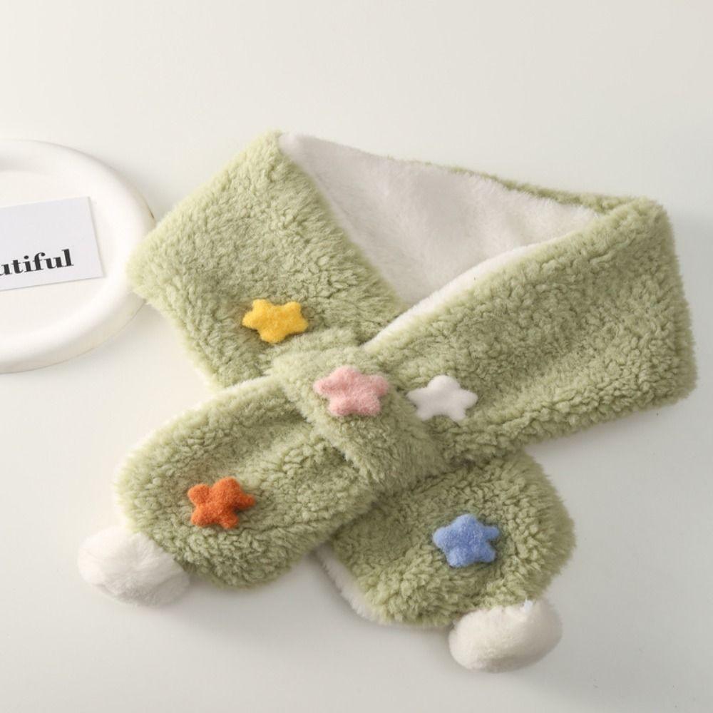 Детские зимние шарфы с крестом из искусственного кроличьего меха, детский теплый шарф для шеи Kawaii, детский шарф на шею, уличный