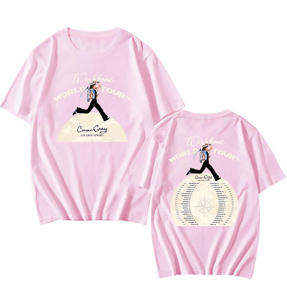 Wishbone World Tour 2026 Tshirts CONAN GRAY Singer Fashion T-shirt Short Sleeve Loose Cotton Male T Shirt Streetwear Unisex Tees