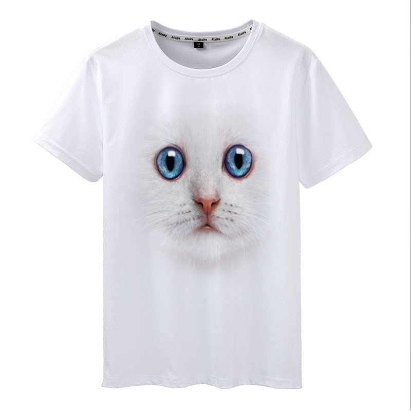 2026 Summer Cute Cat Black and White Japanesestyle Doting Owners Orange Cat Cat Student ShortSleeved TShirt
