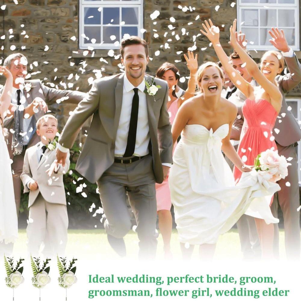 Искусственная свадебная бутоньерка, украшение для вечеринки, цветок в петлицу, корсаж, свадебные аксессуары