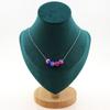 Stones and Minerals. Necklace 4 Beads Dragon Vein Agate Fuchsia and Blue 8 Mm Stainless Steel Chain.