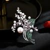 Women S Light Luxury Design Elegant Inlaid Zircon Imitation Pearl Flower Brooch Fashionable And Versatile Niche Design Brooch