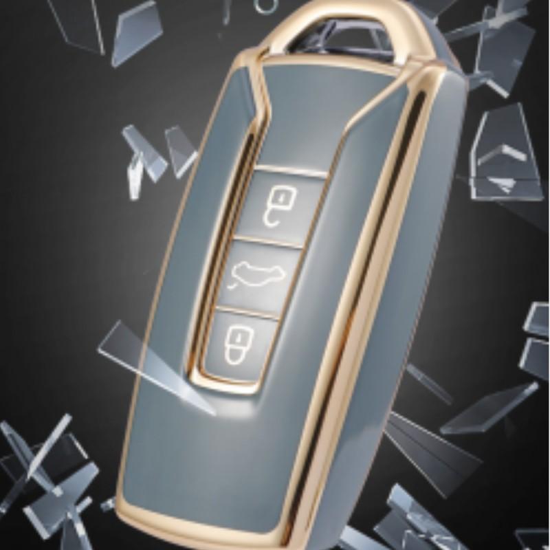 Мягкий чехол для ключей из ТПУ с 3 кнопками для Volkswagen Touareg 2018-2021, умный дистанционный ключ, полный защитный чехол на 360°