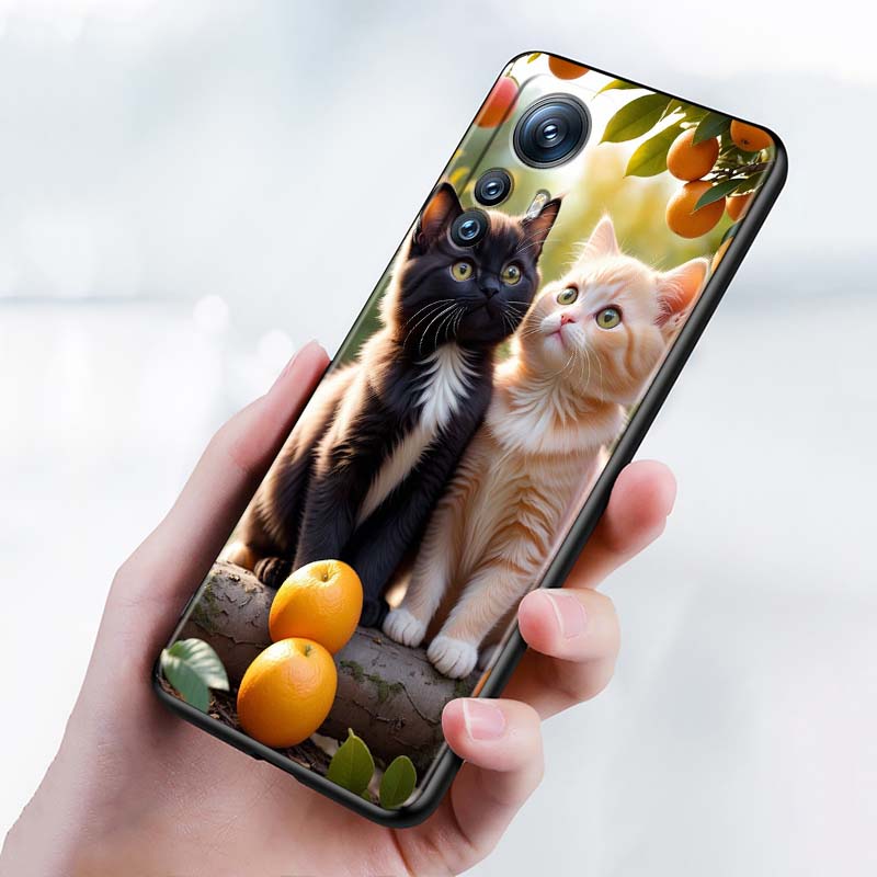 Милая мультяшная кошка Иллюстрация Для Xiaomi Mi 15 14 13 13T 12 12T 12S 11 11i 11T Pro Ultra Lite 5G Черный Мягкий Чехол для Телефона