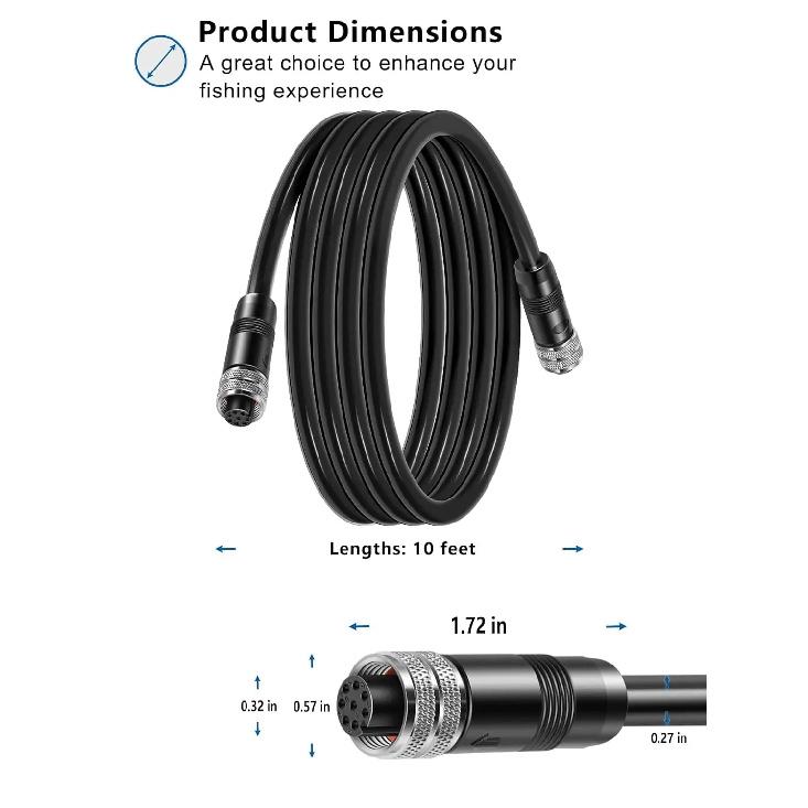 720073-2 AS EC 10E Boat Ethernet Cable 10 Feet for Humminbird, SOLIX, Helix G2N, G1, Onix, ION, 1100, 900, 800, 700 Series