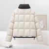 Contrasting color splicing stand-up neck cotton clothes women's short loose thickened warm bread clothes small jacket tide